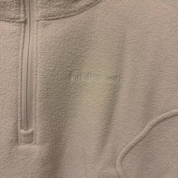 Lululemon Looped Terry Fleece Half-Zip Hoodie – Size 10 (Bone) - Picture 3 of 7